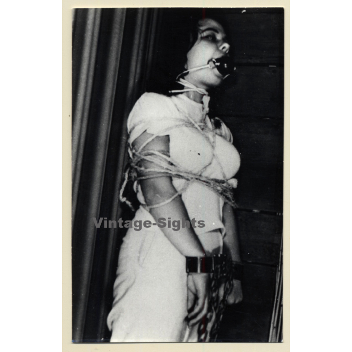 Darkhaired Maid In Bondage / Handcuffs - Ball Gag - BDSM (2nd Gen. Photo 1960s)