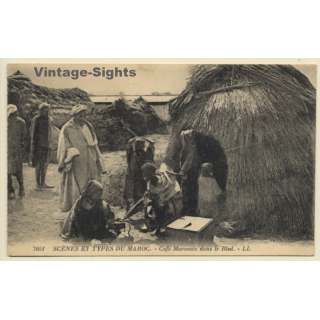 Morocco: Café Marocain Dans Le Bled / Berber - Ethnic (Vintage PC 1924)