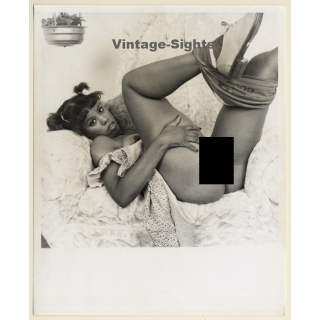 Erotic Study: Natural Dark-Skinned Nude Relaxing In Lounge Chair (Vintage Photo KORENJAK 1970s/1980s)