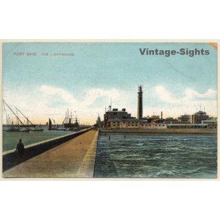 Port Said / Egypt: The Lighthouse (Vintage PC ~1910s/1920s)