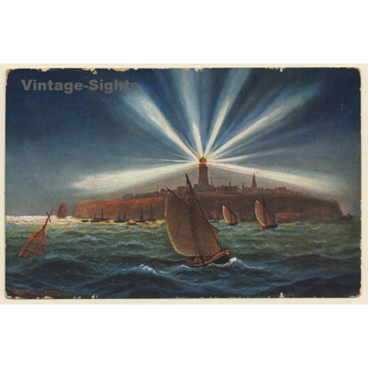Germany: Helgoland - Leuchtturm / Lighthouse (Vintage PC 1910s/1920s)