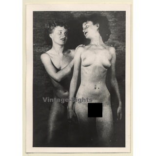 Erotic Study: 2 Natural Nude Girlfriends Standing / Lesbian INT (2nd Gen Photo ~1940s/1950s)