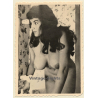 Racy Darkhaired Nude Pin-Up Bends Forward (Vintage Photo ~1950s/1960s)