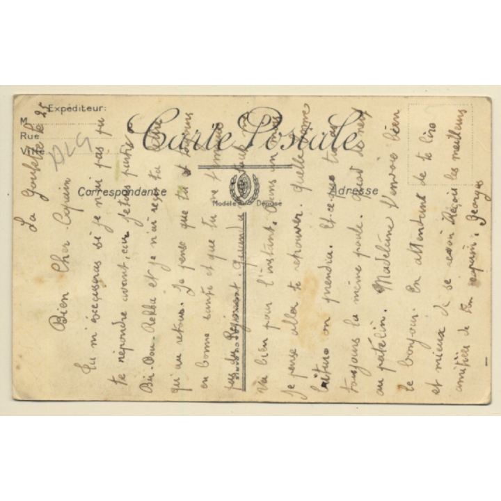 Maghreb: Topless Harem Lady Reclining / Risqué - Ethnic (Vintage PC ~1910s/1920s)