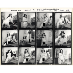 Erotic Study: Pin-Up Sue Stevens *1 / Overknees - Telephone (Vintage Contact Sheet - 12 Photos 1970s/1980s)