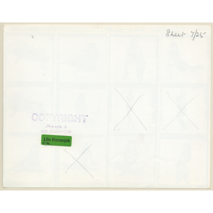 Erotic Study: Pin-Up Jackie Miller / Legs - Leopards Skin (Vintage Contact Sheet - 12 Photos 1970s/1980s)