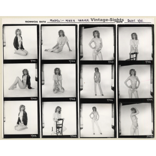 Erotic Study: Leggy Pin-Up Marie Harper / Tall - Blond (Vintage Contact Sheet - 12 Photos 1970s/1980s)