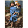Maghreb: Mauresque Portant Son Petit Frère / Ethnic (Vintage RPPC ~1940s)