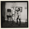 2 Stunning Ladies Getting Dressed In Fetish Latex Lingerie *3 / BDSM (Vintage Contact Sheet Photo 1970s)