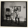 2 Stunning Ladies Getting Dressed In Fetish Latex Lingerie *4 / BDSM (Vintage Contact Sheet Photo 1970s)