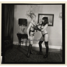2 Stunning Ladies Getting Dressed In Fetish Latex Lingerie *6 / BDSM (Vintage Contact Sheet Photo 1970s)