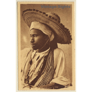 Algeria: Négro de Touggourt /  Ethnic - Traditional Garb - Hat  (Vintage PC ~1920s/1930s)