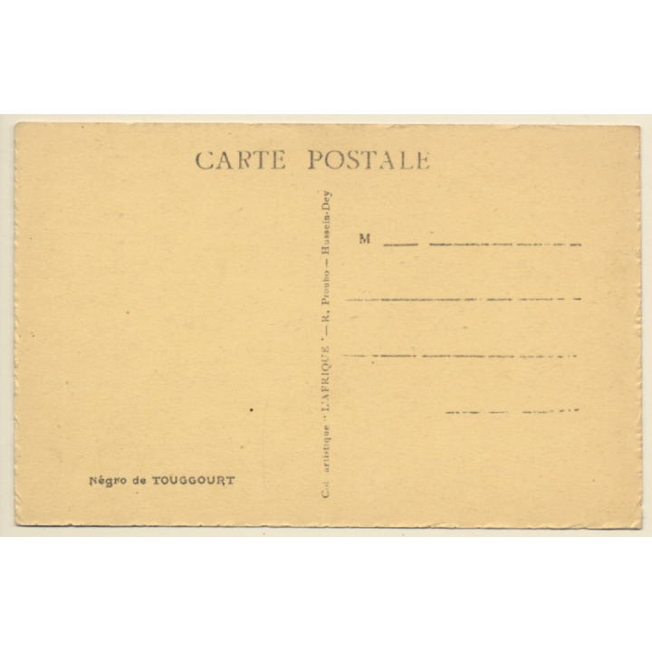 Algeria: Négro de Touggourt /  Ethnic - Traditional Garb - Hat  (Vintage PC ~1920s/1930s)