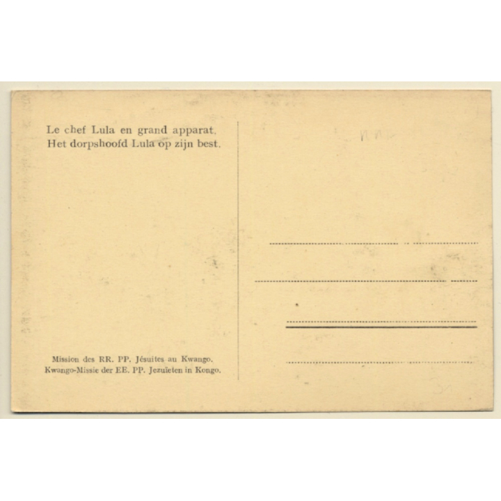 Congo: Tribal Chief Lula In Ceremonial Outfit (Vintage PC ~1930s)