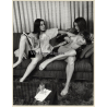 Erotic Study: Semi Nude Reading Touches Girlfriends Breast / Lesbian INT (Vintage Photo KORENJAK 1970s/1980s)