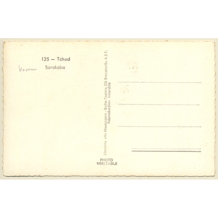 Chad: Native Man From Sara Kaba Tribe / Beard - Ethnic (Vintage RPPC ~1940s)