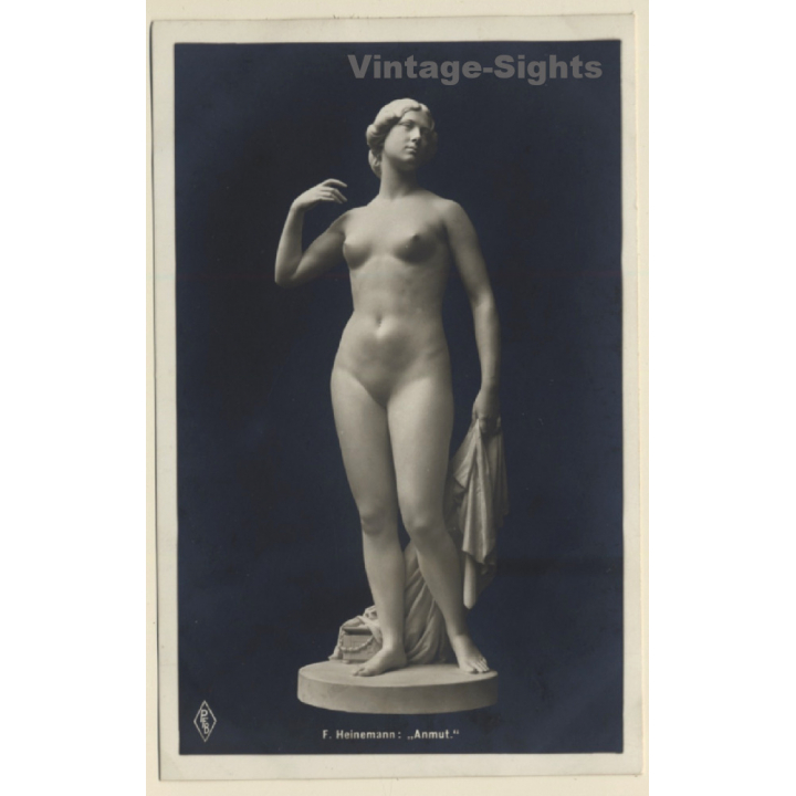 F. Heinemann: Anmut / Nude Sculpture (Vintage RPPC 1910s/1920s)