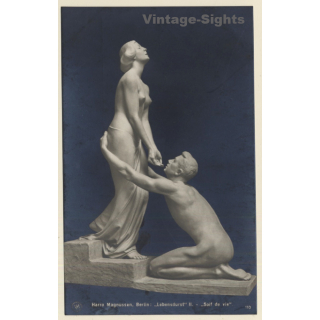 Harro Magnusson - Berlin: Lebensdurst II / Nude Couple Sculpture (Vintage RPPC 1910s/1920s)
