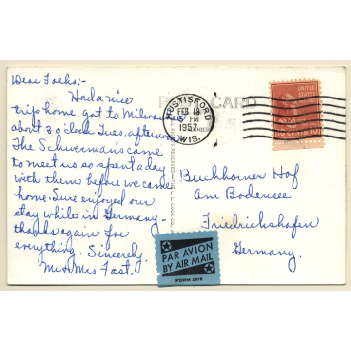 Hustisford - Wisconsin / USA: Street Scene (Vintage RPPC 1957)