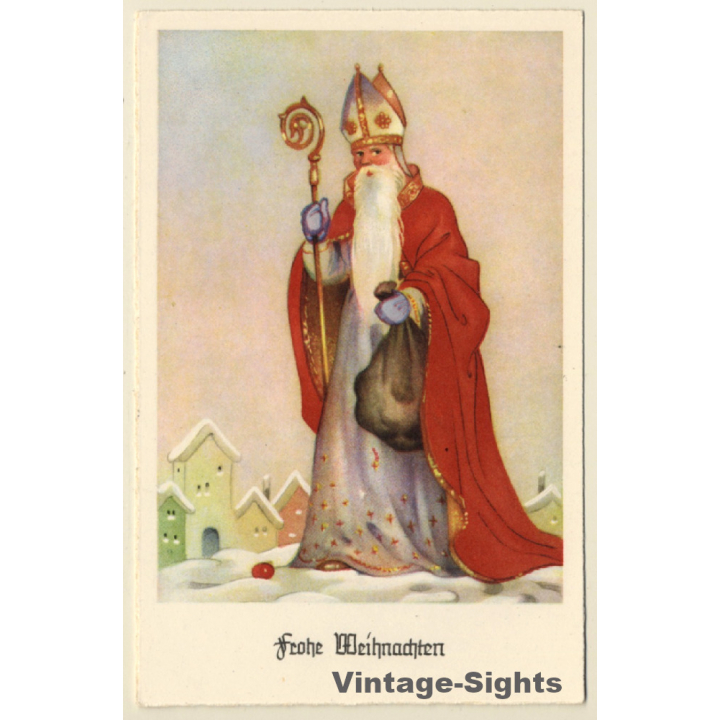 Frohe Weihnachten: Saint Nicolas / Santa Claus (Vintage PC)