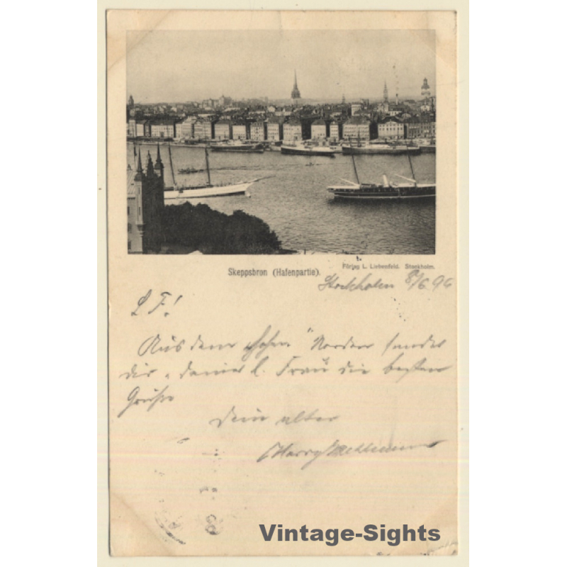 Stockholm / Sweden: Skeppsbron (Hafenpartie) (Vintage PC 1899)