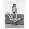 Erotic Study: 2 Cheeky Nudes On Couch / Tan Lines - Lesbian INT (Vintage Photo KORENJAK 1970s/1980s)