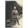 WW1: German Soldier In Uniform / Pickelhaube (Vintage RPPC 1916)