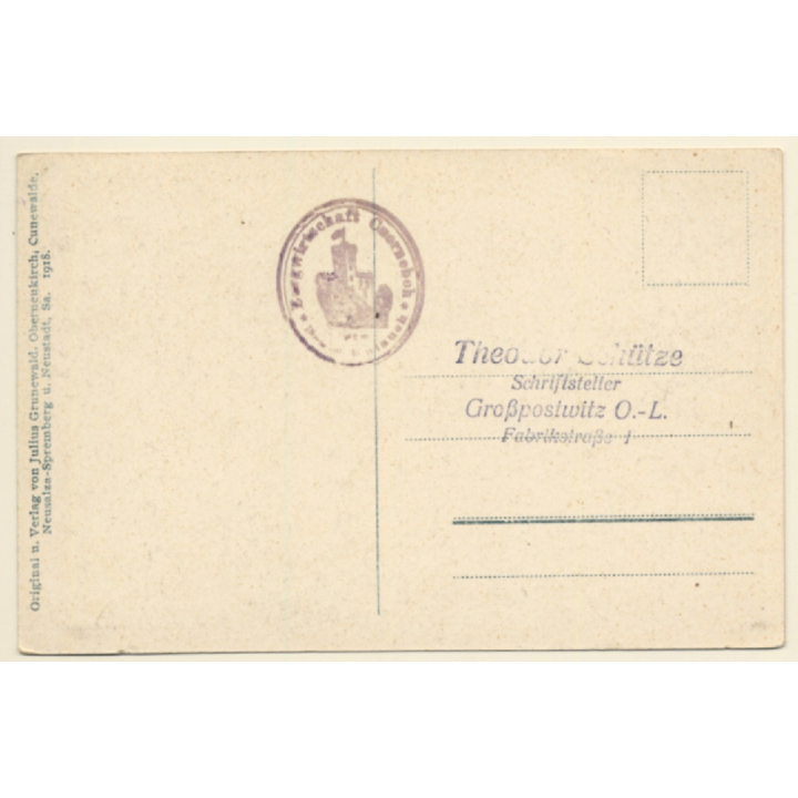 Cunewalde / Germany: Straße Weigsdorf-Wurbis - Czorneboh (Vintage PC 1918)