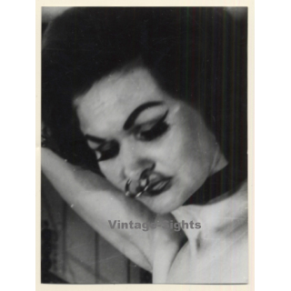 Close-up: Darkhaired Maid With Big Nose Ring / Make-up - BDSM (2nd Gen. Photo 1960s)