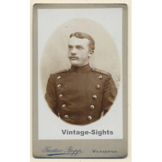 Gustav Bopp / Weingarten: Soldier in Uniform - Moustache (Vintage CDV / Carte De Visite ~1880s/1890s)