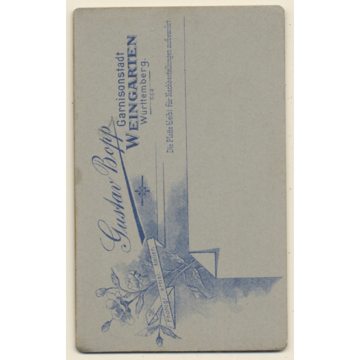 Gustav Bopp / Weingarten: Soldier in Uniform - Moustache (Vintage CDV / Carte De Visite ~1880s/1890s)