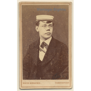 Bauer-Kornacher / Schweinfurt: Junger Mann einer Studentenverbindung (Vintage CDV / Carte De Visite ~1880s/1890s)