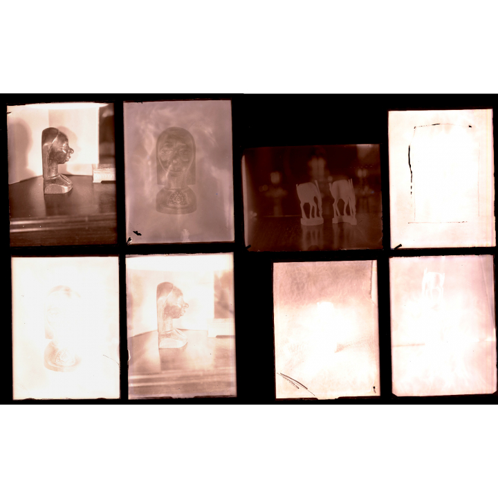 Lefèbvre: Sujet Congo / Tribal Sculptures (8 Vintage Glass Plates ~1910s/1920s)