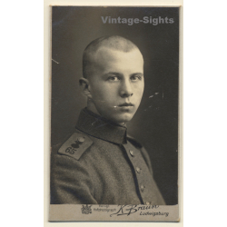 K.Braun / Ludwigsburg: Handsome Young Soldier Fred Baer in Uniform (Vintage CDV / Carte De Visite 1915)