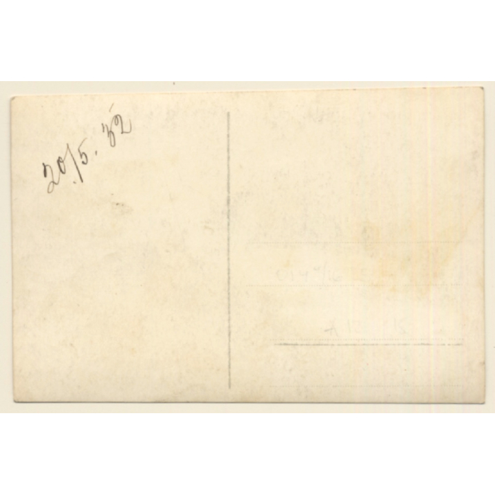 Little Baby Girl And Her Teddy Bear On Veranda (Vintage RPPC 1932)