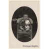 Baby With Teddy Bear In Stylish Wicker Chair (Vintage RPPC ~1910s/1920s)