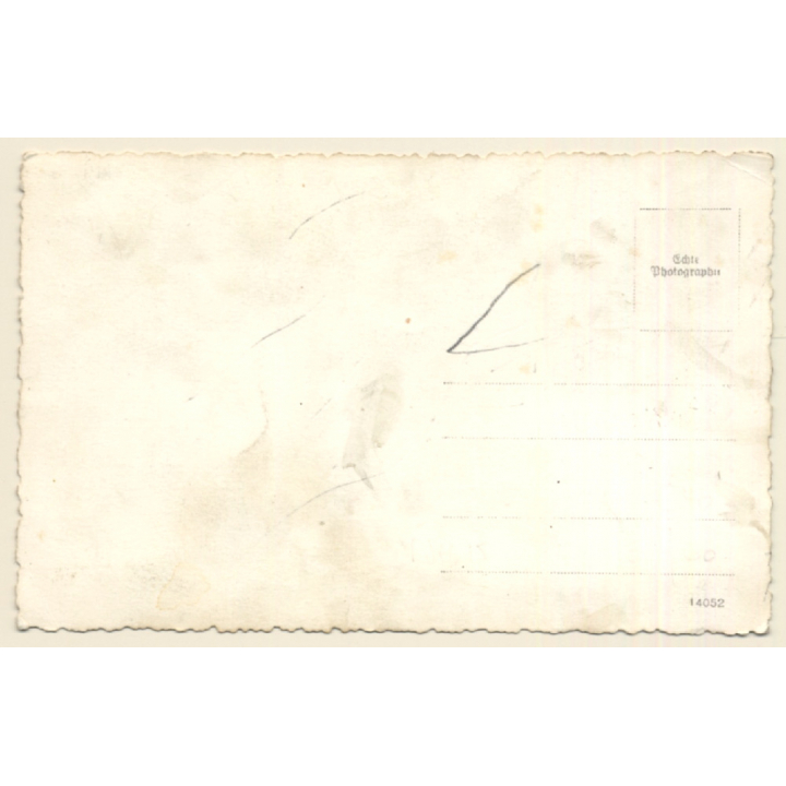 Crying Baby Girl With Big Teddy Bear (Vintage RPPC 1930s/1940s)