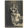 Great Take Of Baby Boy With Teddy Bear & His Nanny (Vintage RPPC 1910s/1920s)