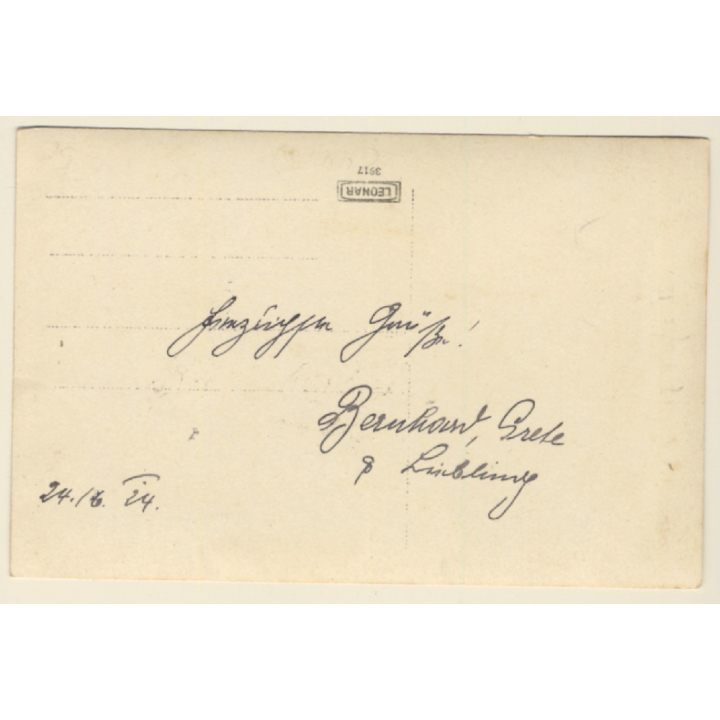 Little Baby Girl & Teddy Bear On Meadow (Vintage RPPC 1924)