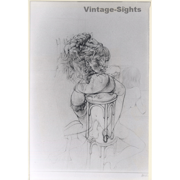 Hans Bellmer (1902-1975): Weiblicher Akt Auf Einem Stuhl Sitzend / Erotic Art (Vintage Press Photo KORENJAK 1970s)