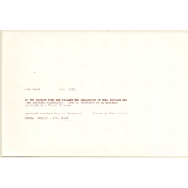 Kronhausen Erotic Collection: 18th Century Engraving Of Erotic Spectacle (Vintage Press Photo KORENJAK 1970s/1980s)