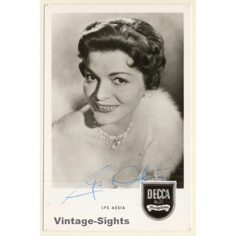 Lys Assia Autogrammkarte / Autograph (Vintage Signed RPPC ~1950s)