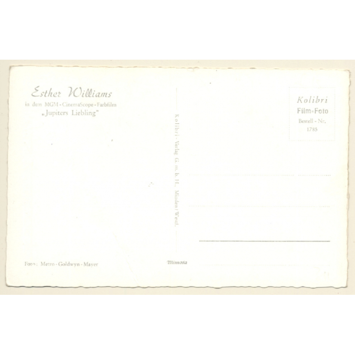 Esther Williams 'Jupiters Liebling' MGM Autogrammkarte (Vintage Signed RPPC 1954)