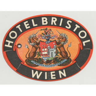 Hotel Bristol - Wien Vienna / Austria (Vintage Roll On Luggage Tag)