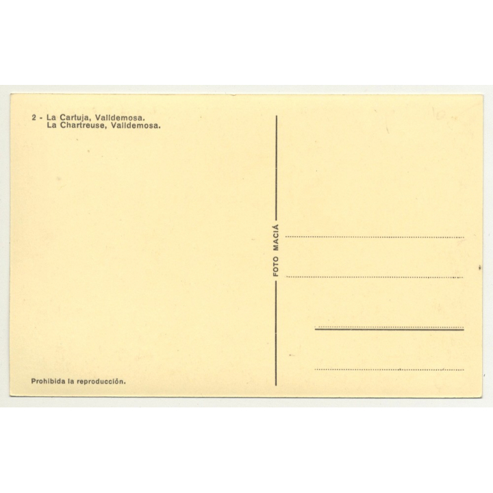 Baleares - Mallorca: La Cartuja, Valldemosa (Vintage Postcard Foto Macia N° 2)