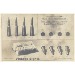 Die Berüchtigten Dum Dum Geschosse / German Propaganda WW1 (Vintage RPPC 1916)