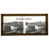 Lai Thieu / Vietnam: Barges On Saigon River (Vintage Stereo Glass Plate ~1920s/1930s)