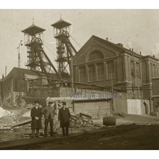 Gilly / Belgium: Charbonnages Du Trieu Kaisin *4 (Vintage Stereo Glass Plate ~1910s/1920s)