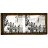Siam / Indochina: Group Of Indigenous Kids On Rivershore (Vintage Stereo Glass Plate ~1920s/1930s)