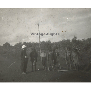 Indochina: Missionary Father Detry & Indigenous / Ethnic (Vintage Stereo Glass Plate ~1920s/1930s)